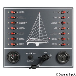 Control panel thermo-magnetic switches sailboat
